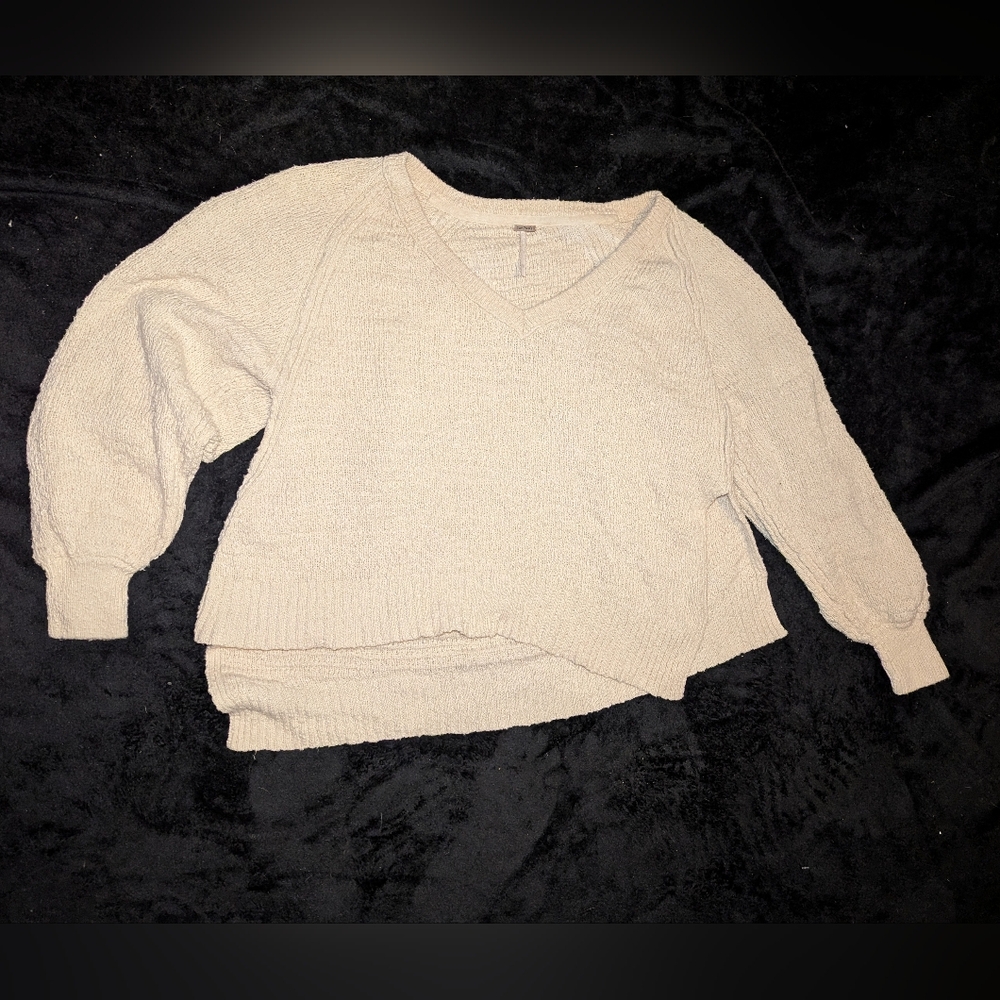 Free People Cream Colored Asymmetrical Sweater